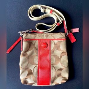 Coach Purse, tan with peach trim. Circa 2012